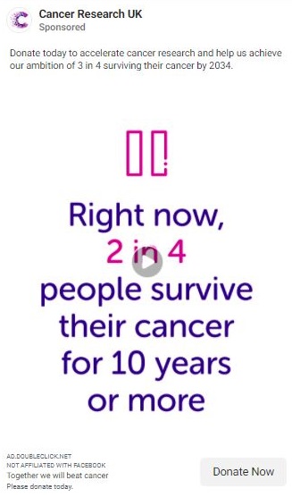 Cancer Research UK Facebook ad